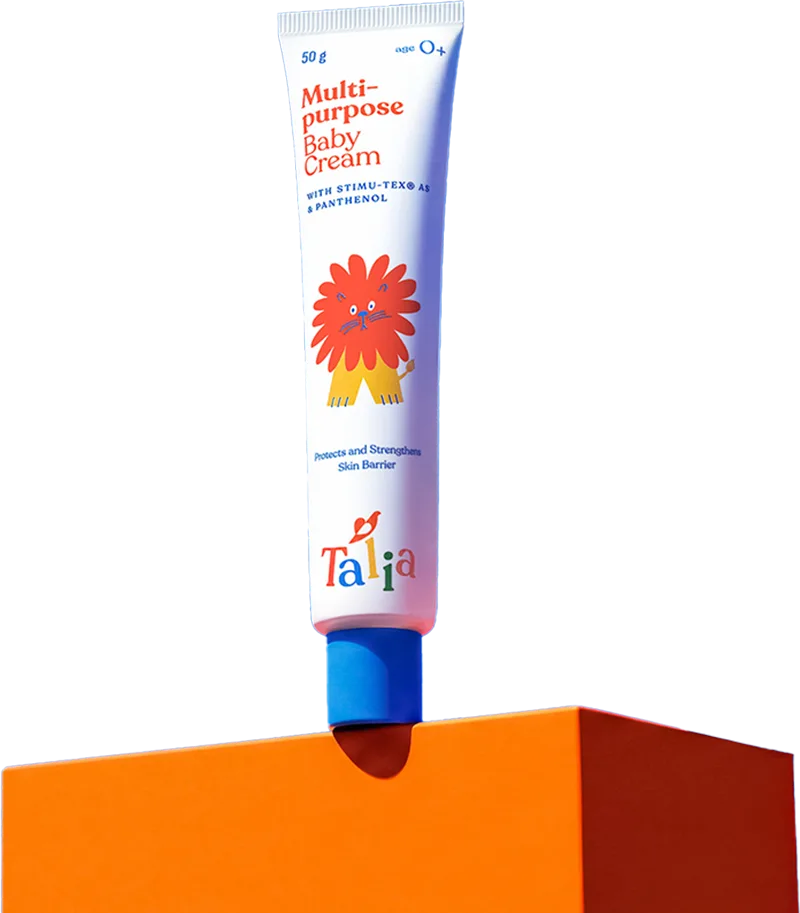 Talia Multipurpose Baby Cream on a plinth